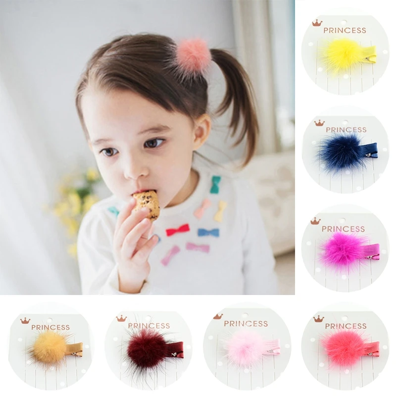 12 шт. корейский меховой помпон заколка для волос заколки головные уборы