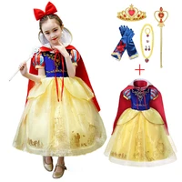 snow white princess party dresses kids christmas cosplay clothing short floral lace tulle dress for girls