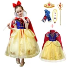 Белоснежные вечерние платья принцессы, детская Рождественская одежда для косплея, короткое Кружевное Тюлевое платье с цветочным рисунком для девочек