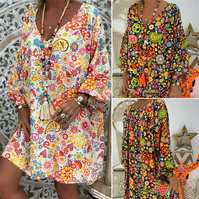 Hirigin женское мини-платье из хлопка и льна в стиле бохо с коротким рукавом