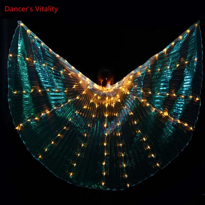 

Color LED Luminous Dance Wings 7-color Transformation Luminous Wings Dance Performance Props Belly Dance 360-Degree Wings+Stick