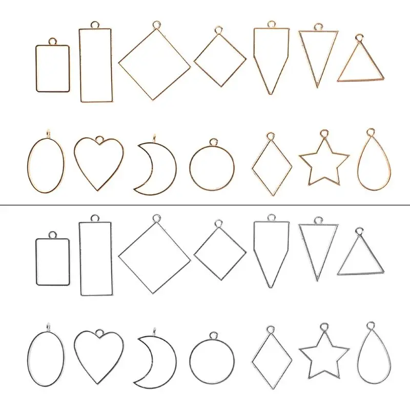 

14 Pcs/set New DIY Alloy Geometry Epoxy Border Pendant Jewelry Making Accessories Frame