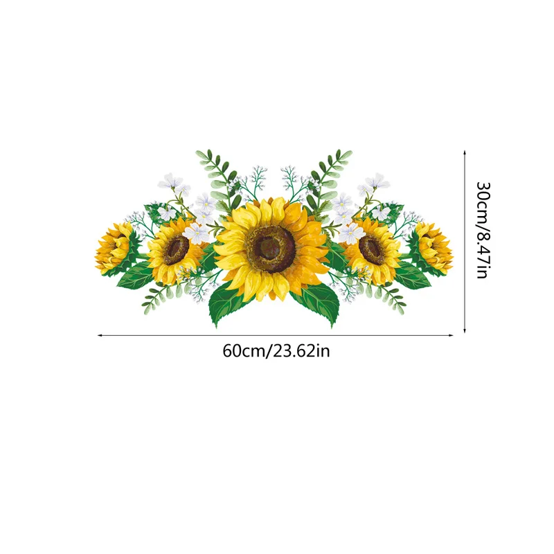 12Cm X 60Cm Sunflower Wall Stickers Art Decals Removable Flower WallPaper For Living Room Bedroom Kitchen Background Decoration images - 6