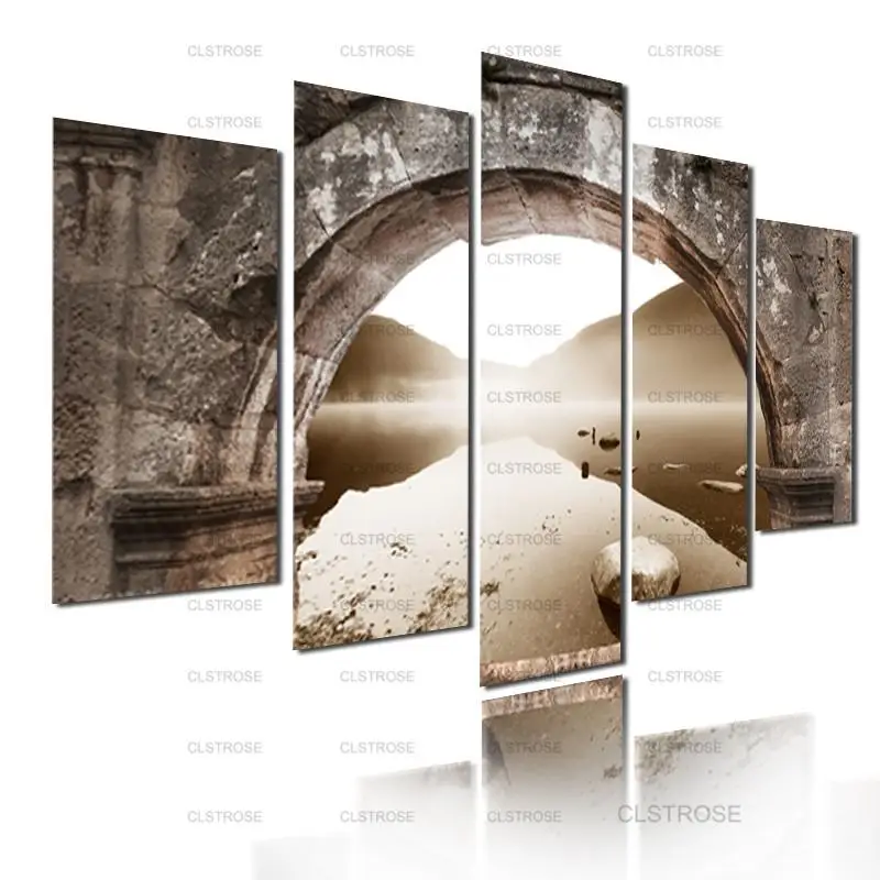 

Home Wall Decoration Painting Yellow Arch Bridge On The River Poster Decoration In Bedroom Living Room Canvas Painting Hd Print