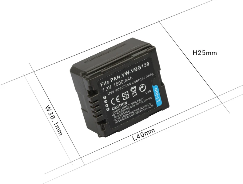VW VBG130 Камера Батарея 1500 мА-ч для цифрового фотоаппарата Panasonic VW-VBG130 VW-VBG070 VW-VBG260 SDR-H20 SDR-H28 SDR-H258 HDC-SD1 мА/ч. аккумулятор