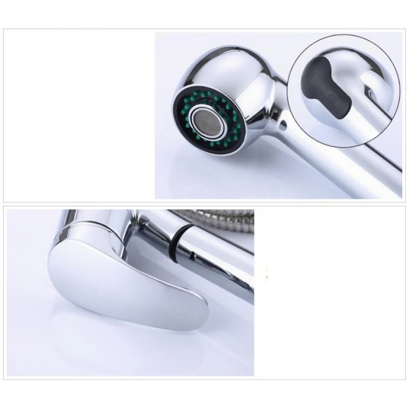 

Hot Cold Brass Mixer Tap Brushed Zinc Alloy Kitchen Faucet Single Hole Pull Out Spout Kitchen Sink Mixer Tap Stream Sprayer Head