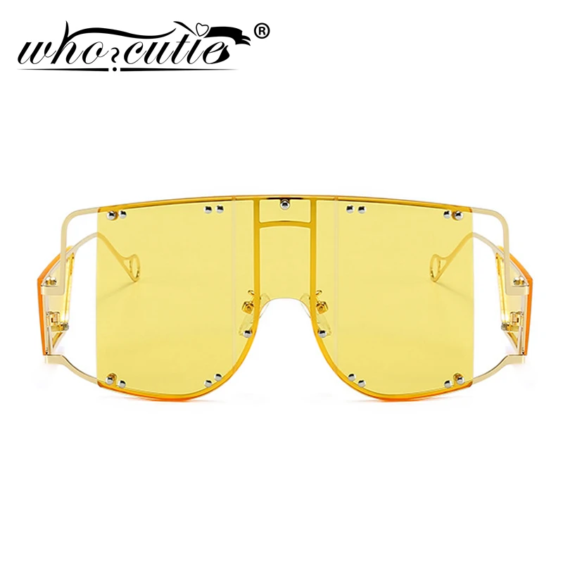 Fashion Square Rihanna Sunglasses Women Oversized Mirror Men Shades Glasses Luxury Brand Metal Rivet Trendy Female Eyewear S116 |