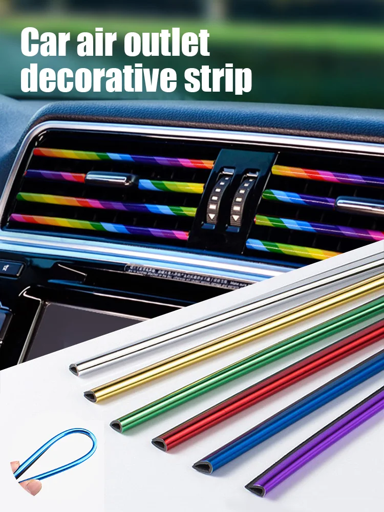 

10pcs/lot Car-styling Plating Air Outlet Trim Strip Interior Air Vent Grille Switch Rim Trim Outlet Decoration Strip DIY