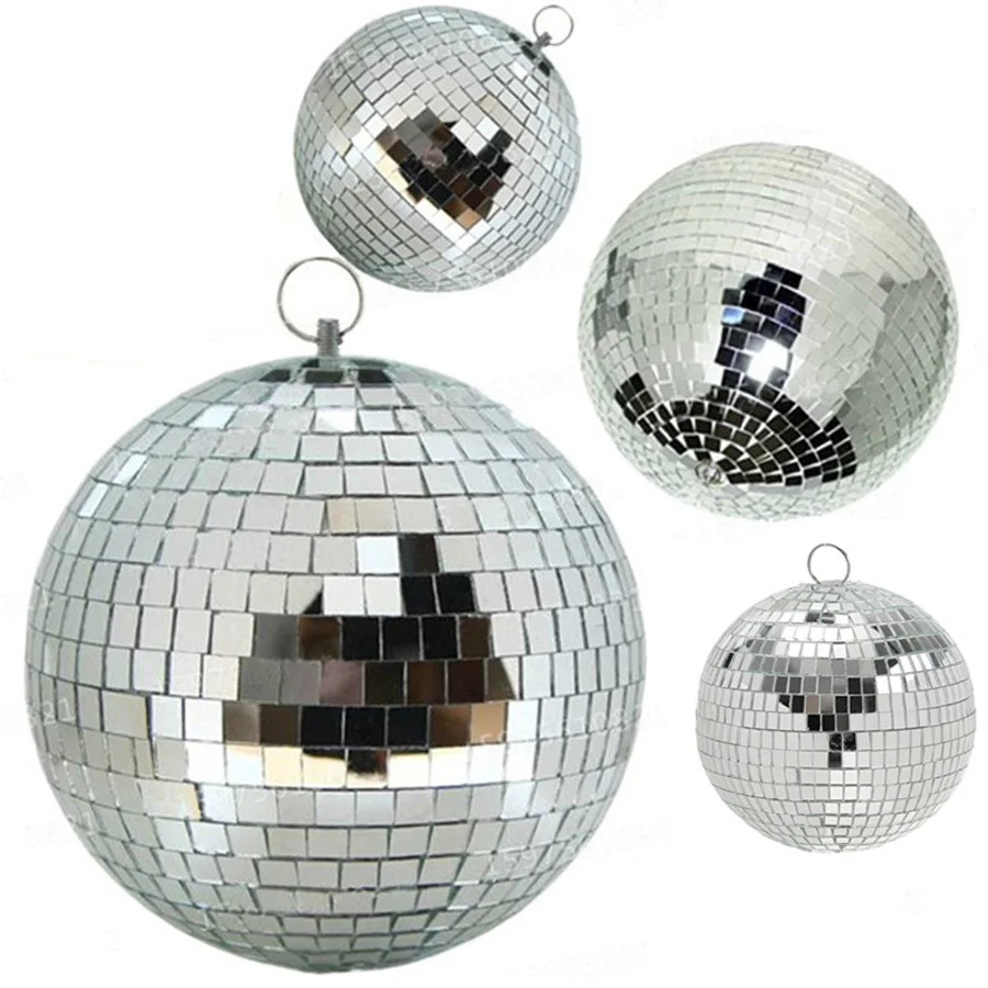 

Dia 25/30CM Glass Rotating Disco Mirror Ball Commercial Holiday Party Reflective Hanging Disco Ball Stage Effect Light