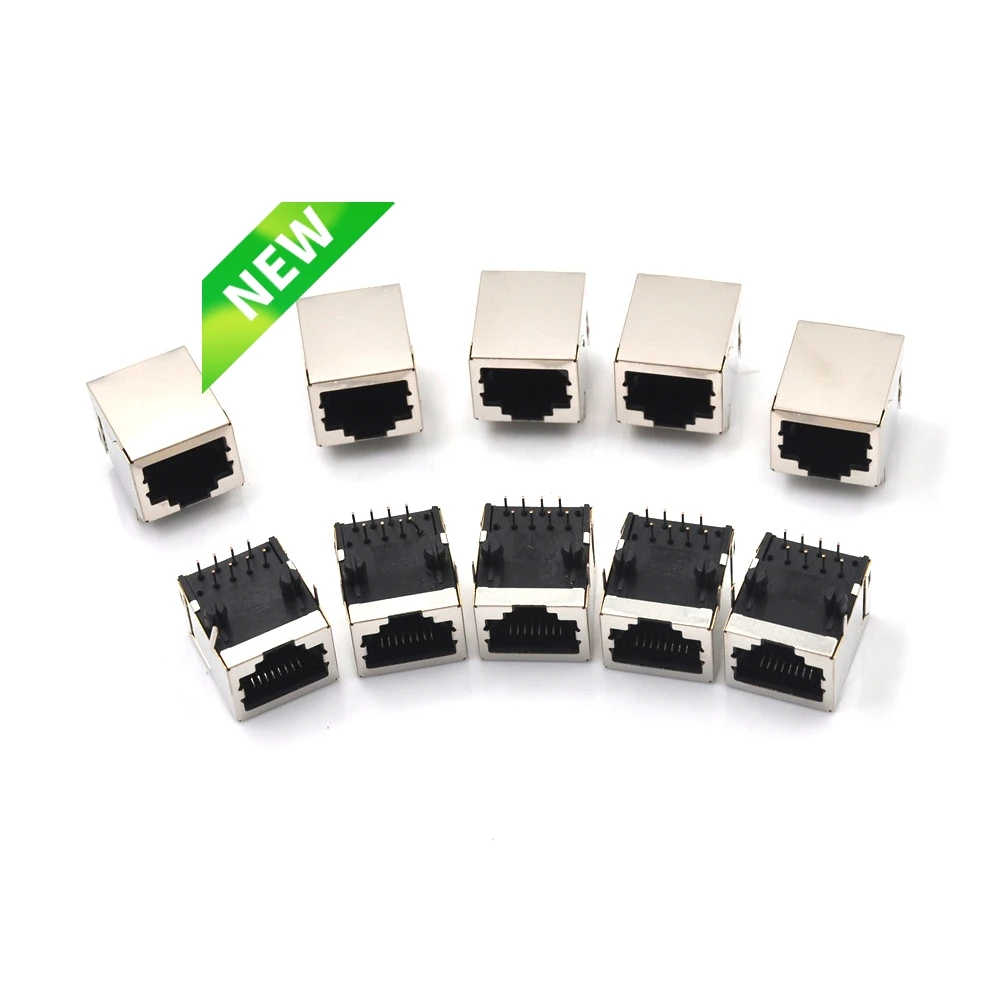 

10 шт./компл. RJ45 сеть Ethernet 8P 8C гнездовые разъемы 8Pin PCB Mount RJ45 8P8C одиночный сетевой порт