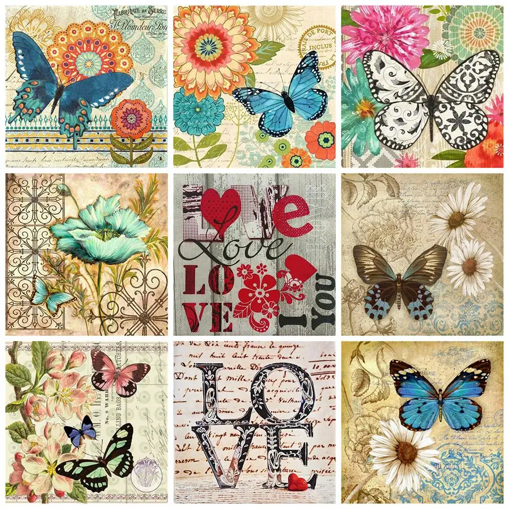 

5D Diamond Painting Butterfly Animal Set For Embroidery Cross Mosaic Love Text Full Square Picture Of Rhinestones