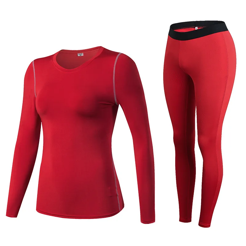 B Style Red set Fanceey/рубашка с круглым вырезом; женское термобелье; кальсоны для женщин; Термоодежда для второй кожи; зимний женский термокостюм - Цвет: B Style Red set