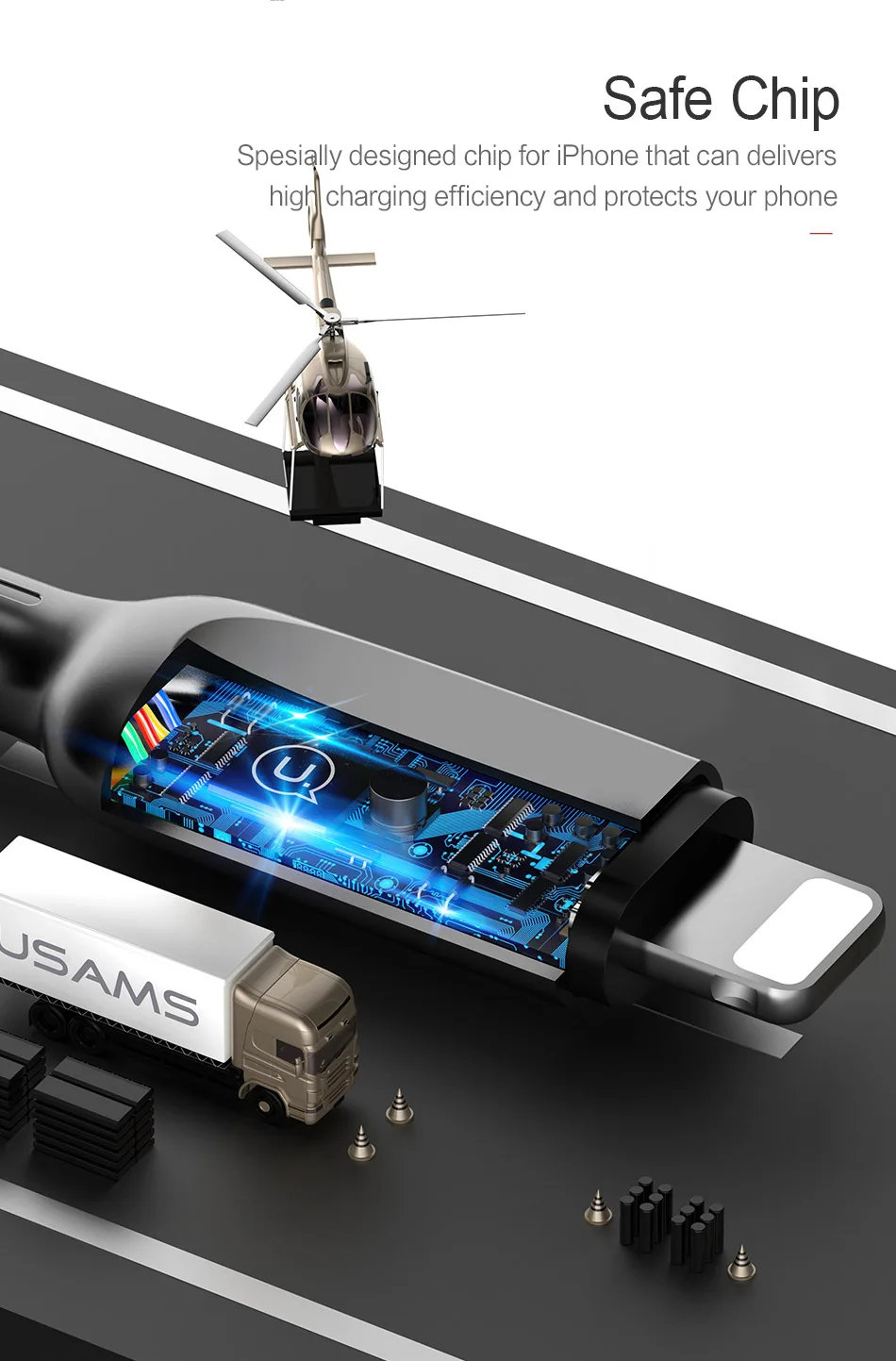 USAMS USB 18 Вт type C для освещения PD кабель для быстрой зарядки для iPhone X 8 7 6 type-C до 8-контактный кабель для синхронизации USB для iOS 8 9 10 11 шнур