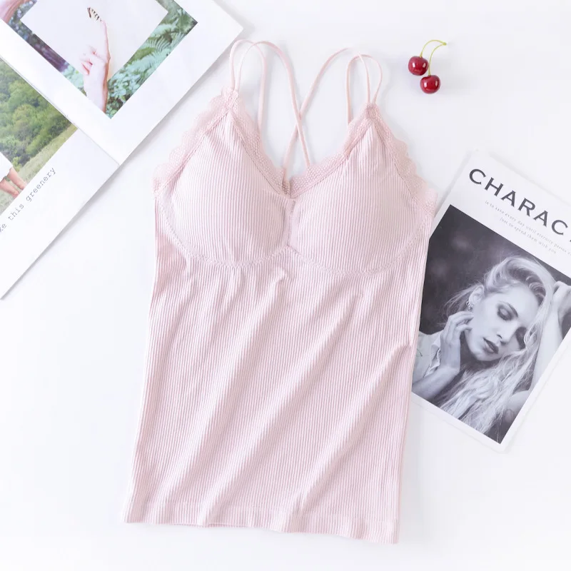 

Linbaiway Women's Lace Bras Crop Tops Seamless Lingerie Sexy Padded Underwear Tube Tops Vest Women's Cross-Back Strap Brassieres