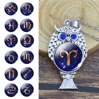 12 constellation aries taurus gemini cancer leo virgo libra scorpio necklace owl pendant owl jewelry birthday gifts