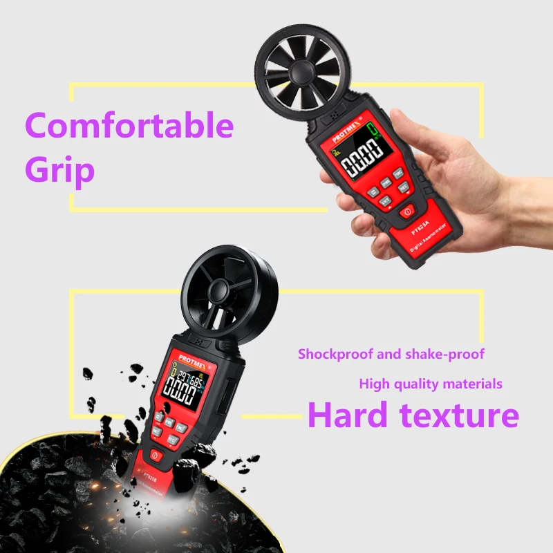 Digital Anemometer Handheld Wind Speed Meter Gauge Air Volume Meter Air Velocity Measuring Flow Meter Via LCD Screen