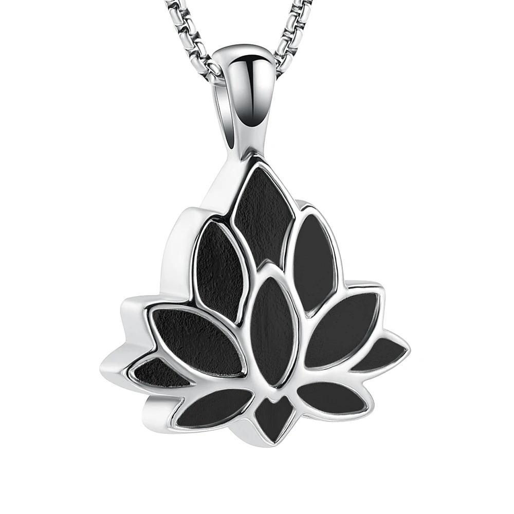 

Memorial Jewelry Hold Ashes Of Loved Ones Double Side Lotus Cremation Urn Necklace For Women Stainless Steel Keepsake Pendant