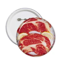 steak raw meat food texture round pins badge button clothing decoration 5pcs gift