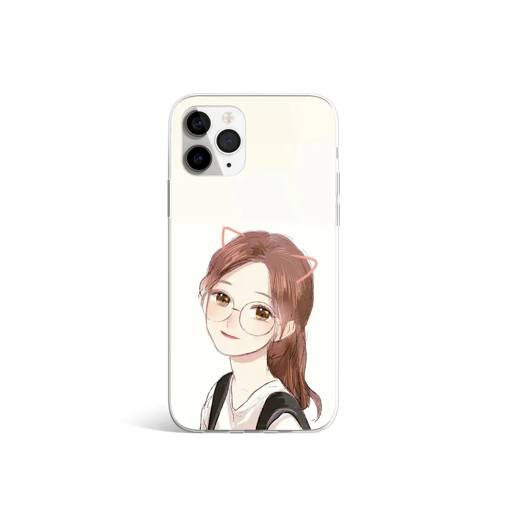Cute Cartoon Sweet Girl Pattern Phone Case For iPhone 8 7 Plus X XR 11 Pro XS MAX Soft Cover Holder Gift Coque | Мобильные телефоны