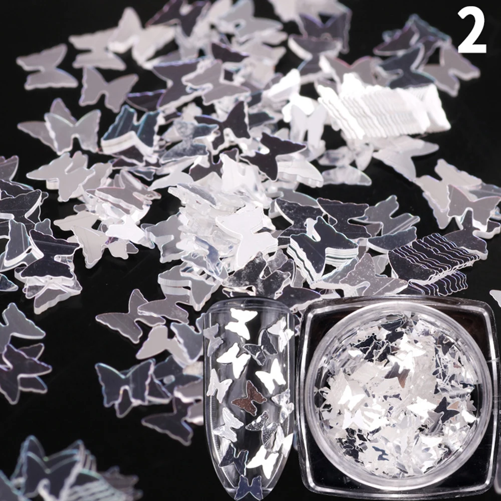 Голографические серебряные блестки для нейл Арта (искусство украшения ногтей)