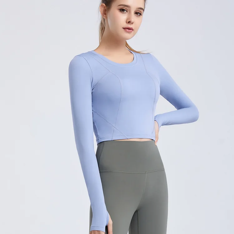 

Tight Sport Top Gym Yoga Shirts Women Long Sleeve Workout Fitness Running Clothing Shirt Thumb Hole Female Sports Quick-Drying