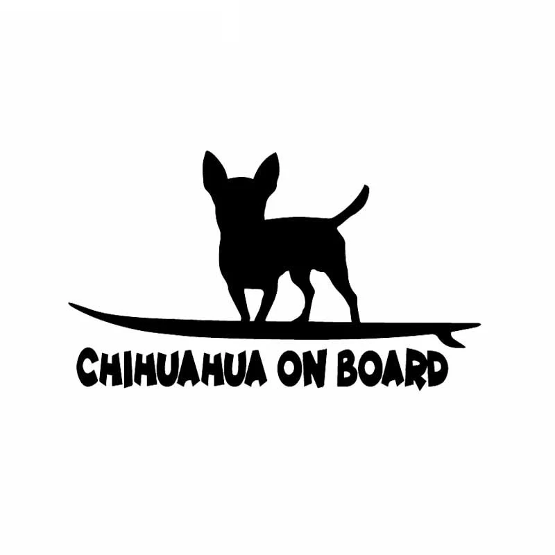 

Creative Vinyl Car Sticker Chihuahua on Board Funny Dog Breed Car Window Decal Black/Silver,16cm*9cm