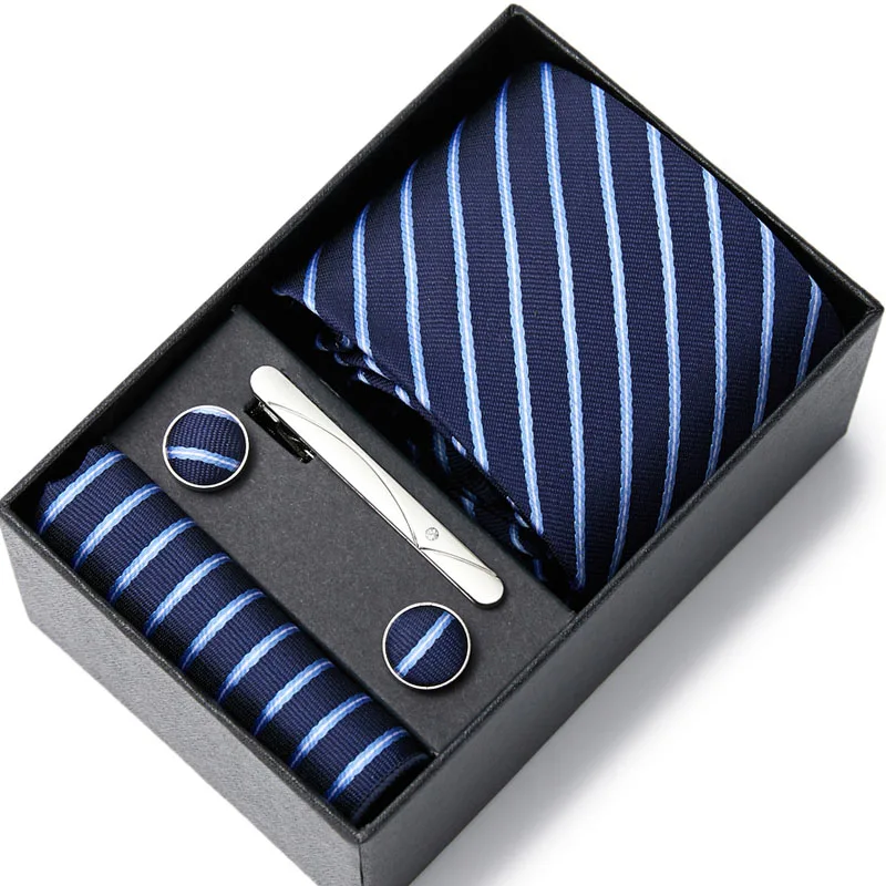 

Office Group Business Suit Accessories or Wedding Blue Silk Men's Tie Handkerchief Cufflinks Set NeckTie Pocket Square