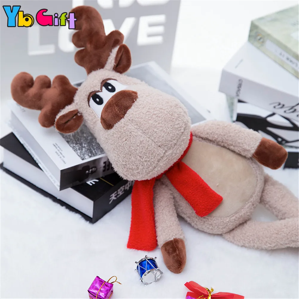 

50cm Red Scarf Soft Plush Christmas elk Doll Stuffed Deer Plush Toy Babykids Doll Children Christmas Gifts New Year Present