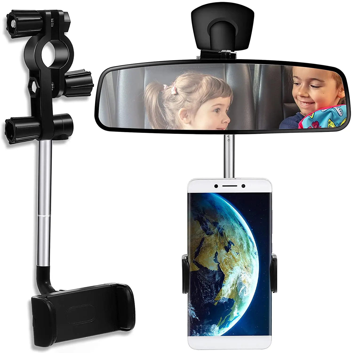 

360° Rearview Mirror Phone Holder, Universal Car Phone Holder Mount Car Rearview Mirror Mount Phone and GPS Holder, Car Phone