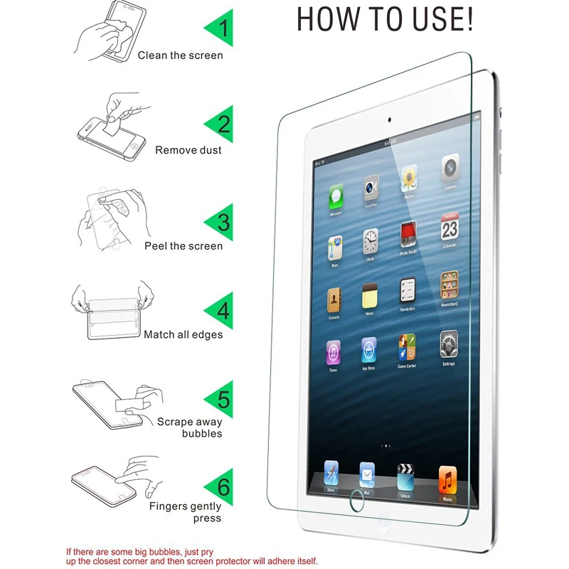 

2pcs Full Screen Protector Tempered Glass For New iPad 9.7 inch Screen Protective Film Cover Glass For iPad 9.7