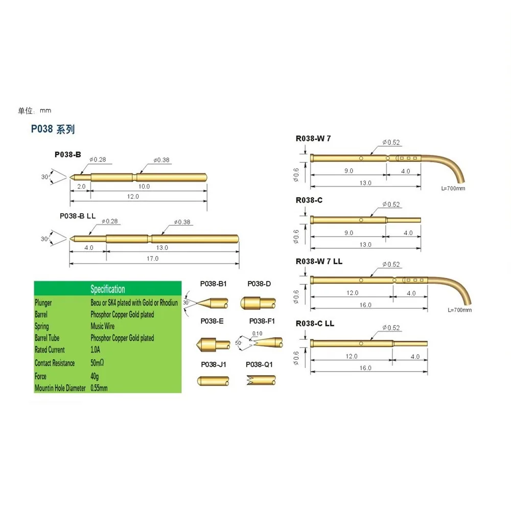 100 шт. пружинный тестовый зонд P038 R038 голая печатная плата для тестирования