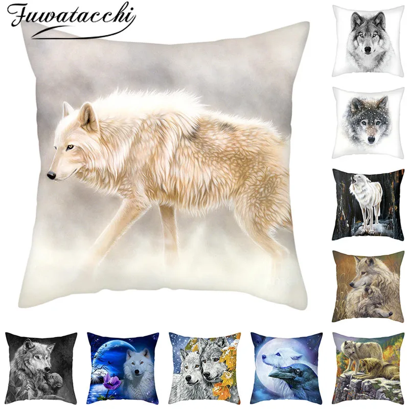 Fuwatacchi дикого волка Животные банные полотенца чехол волков Фото для подушки