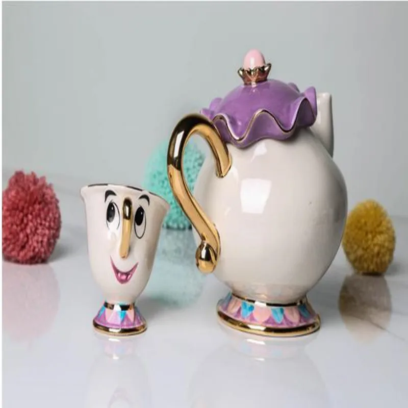 Новый мультяшный чайник Красавица и Чудовище кружка Mrs Potts чип чайный чашка один