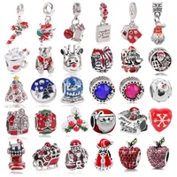 2pc christmas series christmas tree santa claus charms beads fit pandor bracelet necklace diy women jewelry making