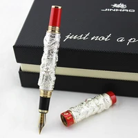 vintage gray jinhao luxury metal fountain pen beautiful dragon texture cloud carving effmbent office business ink pen