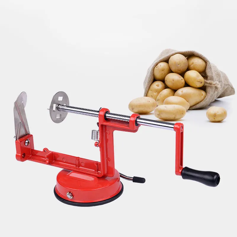 Ручная красная машина спиральная овощерезка из нержавеющей стали крученый