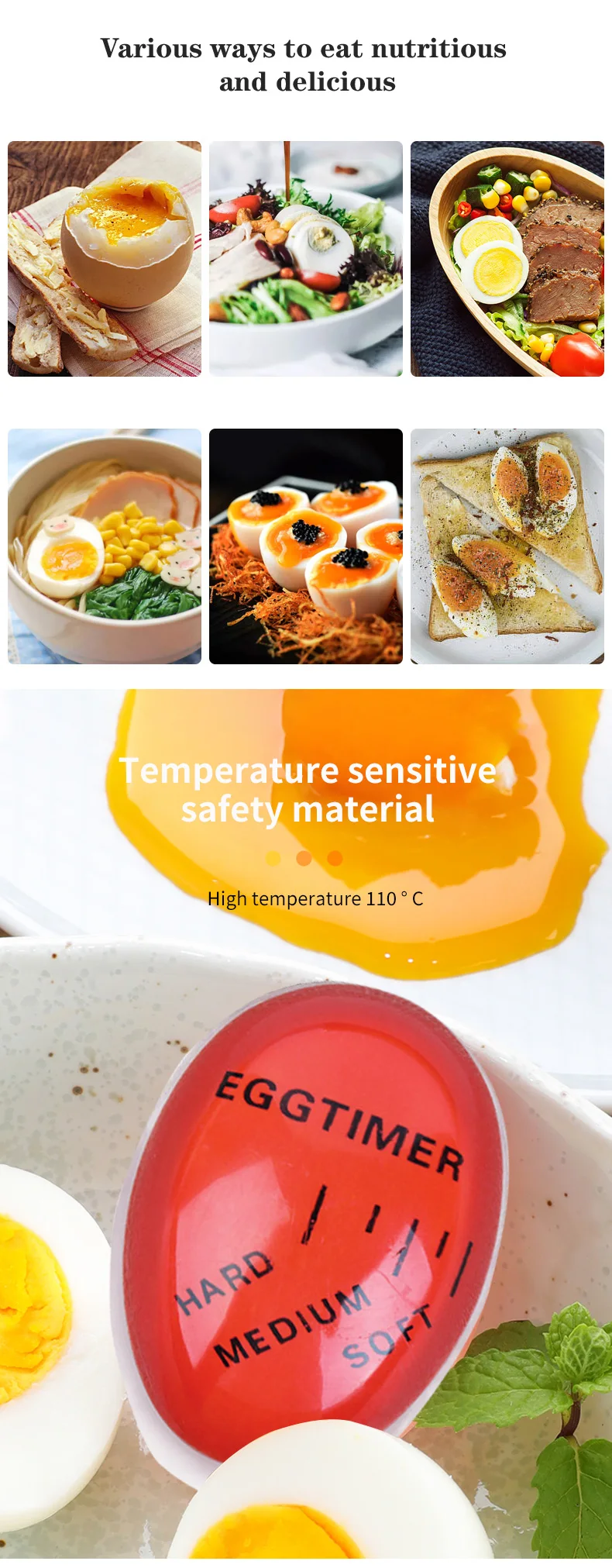 

Perfect Color Changing Timer 1pcs Egg Yummy Soft Hard Boiled Eggs Cooking Kitchen Eco-Friendly Resin Egg Timer Red Timer Tools
