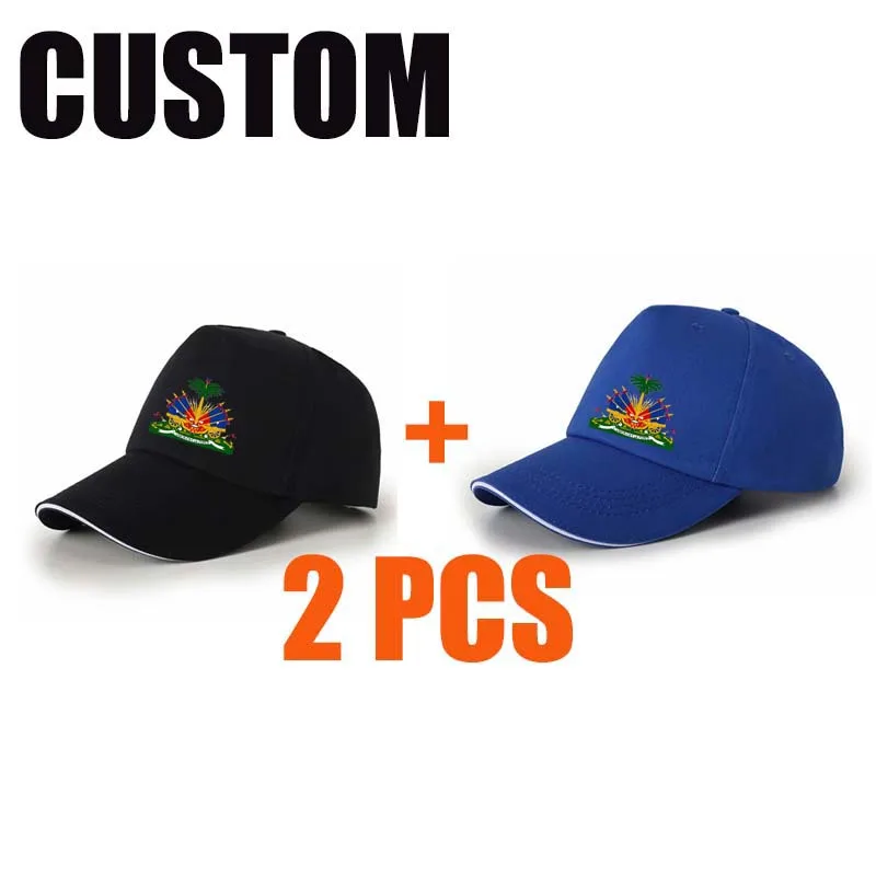 Бейсболка мужская черная с логотипом на заказ кепка надписью и фото страны Гаити