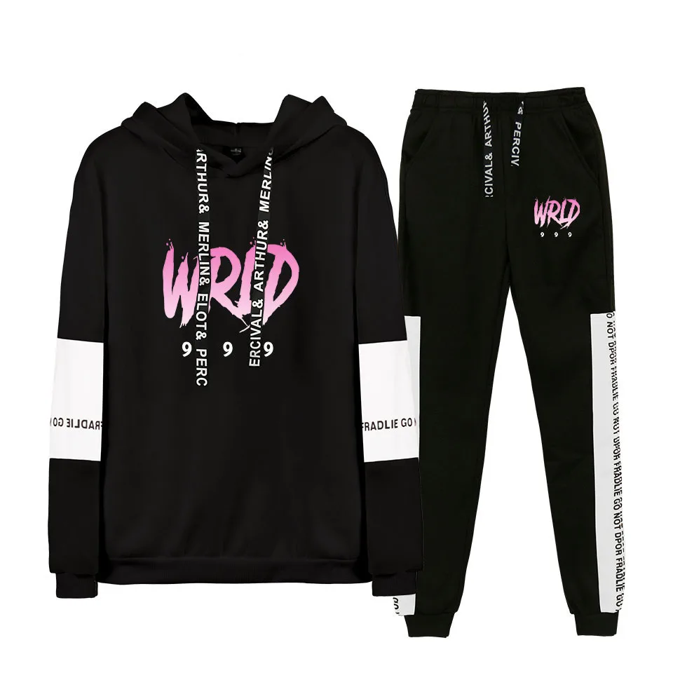 

Juice Wrld Hot Fashion boy/girl Hip hop Long-sleeved Hooded Sweater 2Pcs Tracksuit Hoodie Pants Juice Wrld casual Hoody Pants