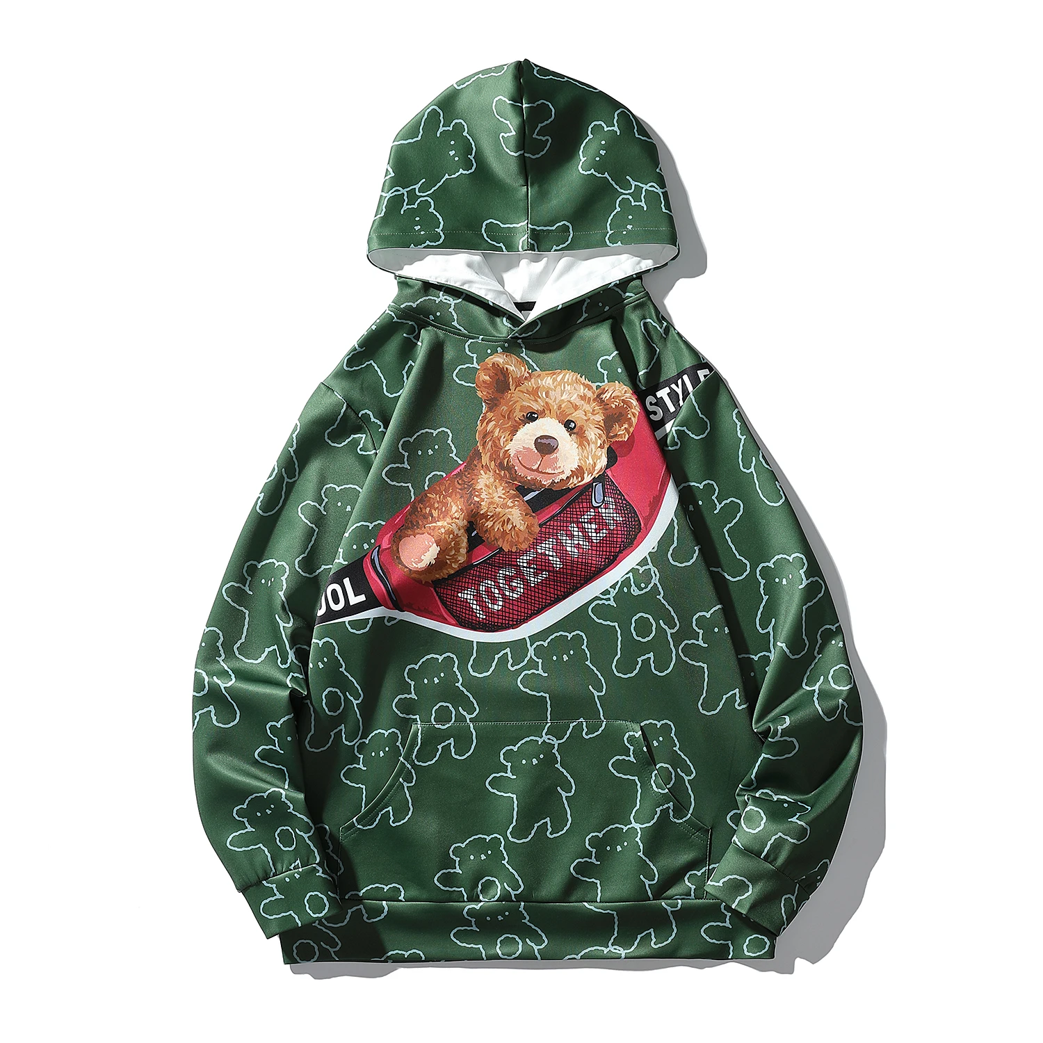 

Hoodies Men Loose Bear Print Hooded Sweatshirt Male Hoodie Tracksuit Sweat Coat Casual Sportswear