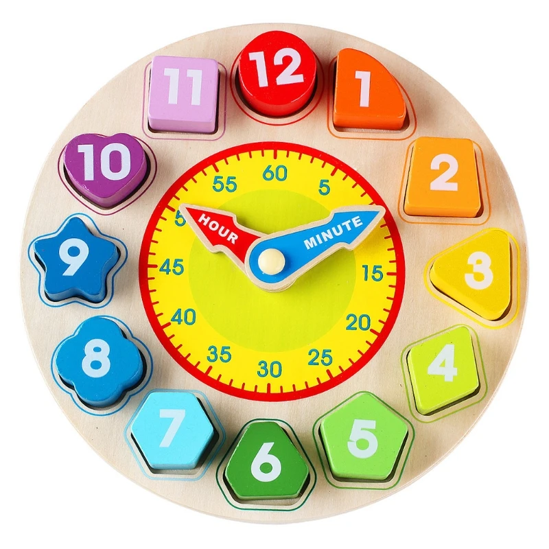 

Деревянный Форма Цвет сортировки часы-времени обучения номер блоки головоломка сортировщик Jigsaw для раннего обучения по системе Монтессори