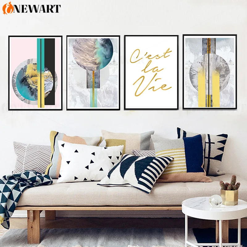 Современные абстрактные геометрические круги коридор настенная живопись Холст