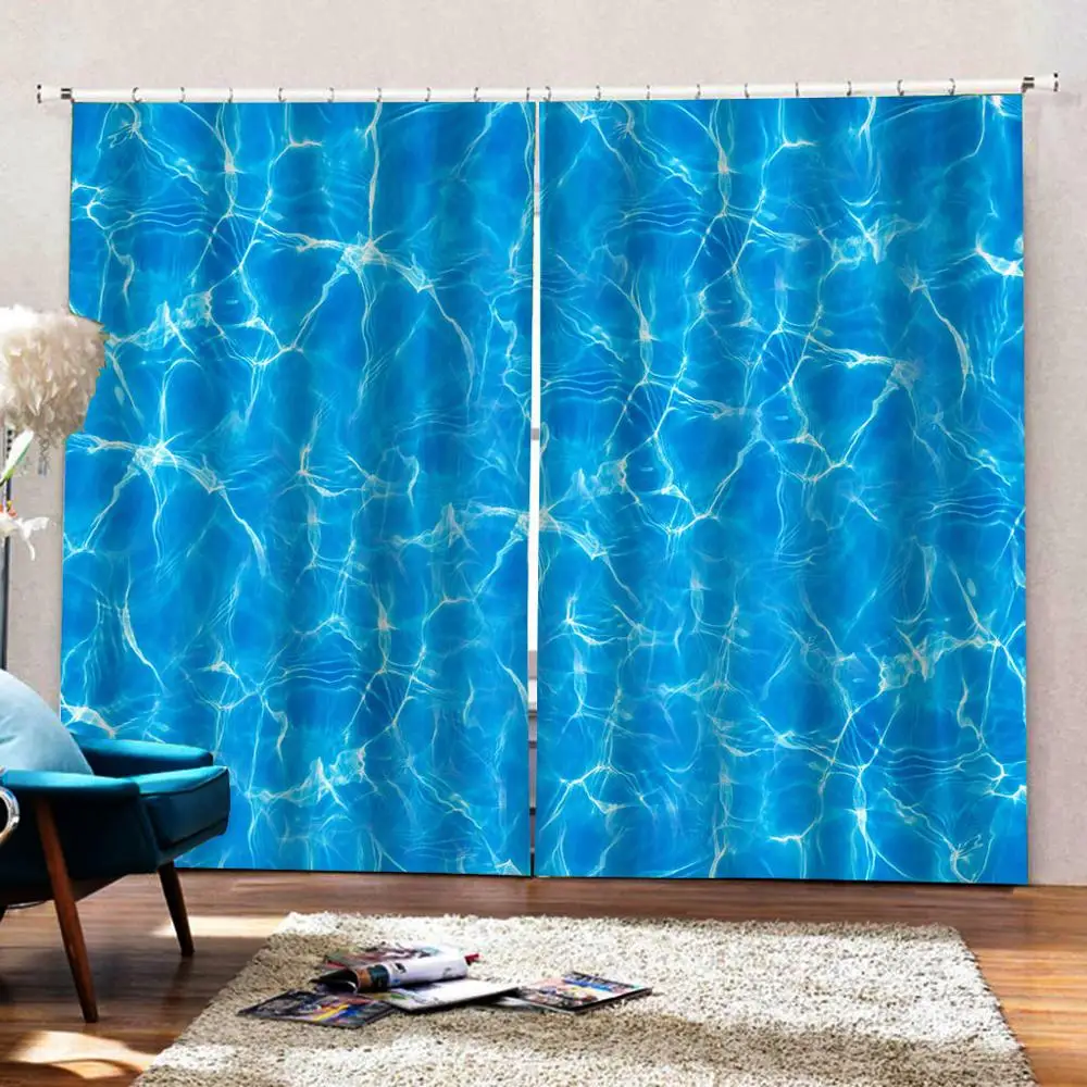 3D затемняющие шторы для гостиной спальни оконные Волнистые Синие кухонные