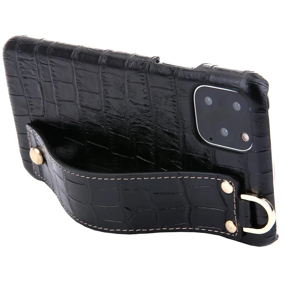 

For Iphone 11 Pro Case Luxury Genuine Leather Crocodile Print Bracket Case For Iphone 11 Pro Max Cover Xr Xs Max Wrist Hand Case