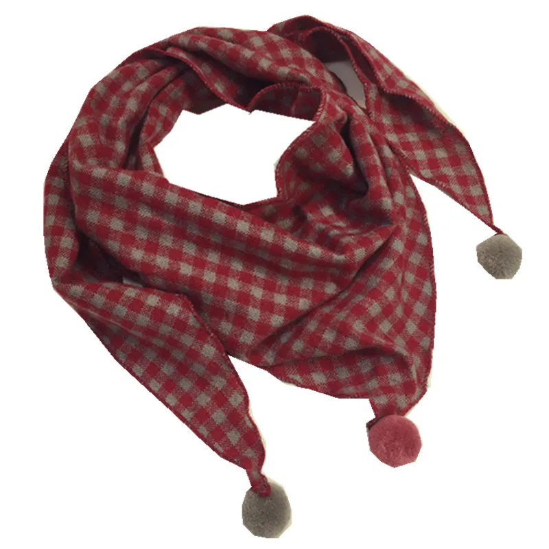 wine gray plaid Новинка года; сезон весна-осень; треугольные шарфы для мальчиков и девочек; хлопковый и льняной шарф для мальчиков и девочек; нагрудник малыша; детская одежда на шею; Детский шарф - Цвет: wine gray plaid