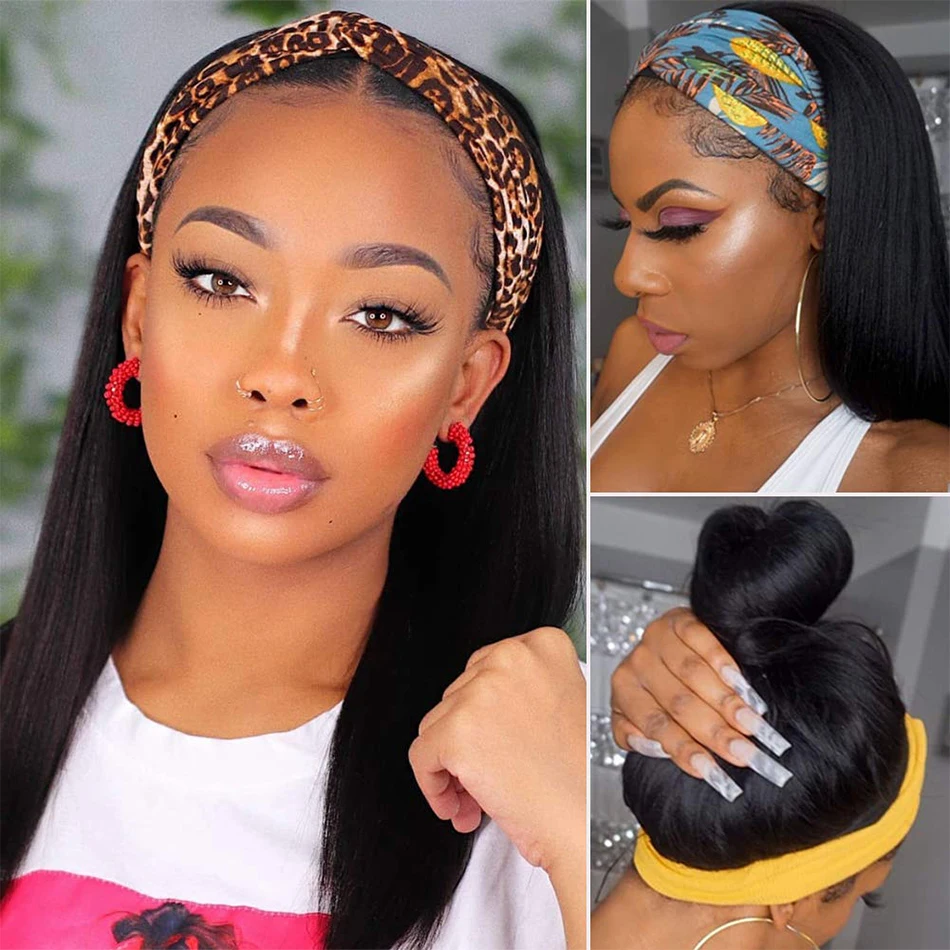 

Silky Straight Wig For Women Human Hair Malaysian Headband Wigs For Black Women Pre-Pluck Glueless Scarf Remy Wig Alipanda Hair