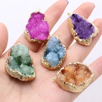 charms natural druzys stone pendant irregural natural agates pendant plated gilde for diy jewerly necklace accessories making