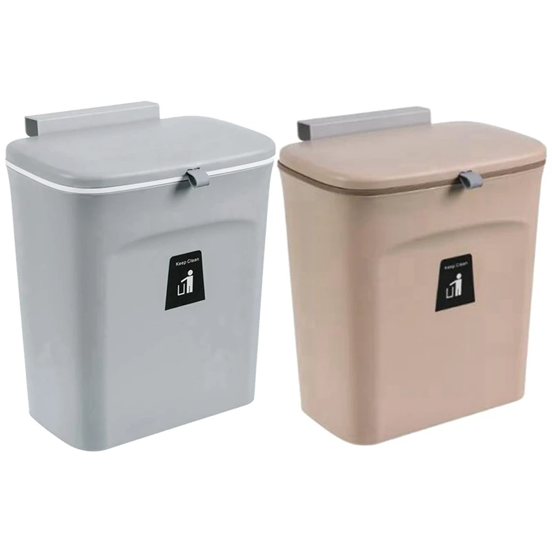 

Кухонная компостная корзина для столешницы или под раковину, подвесная маленькая мусорная корзина с крышкой, серого и кофейного цвета, 2 шт.