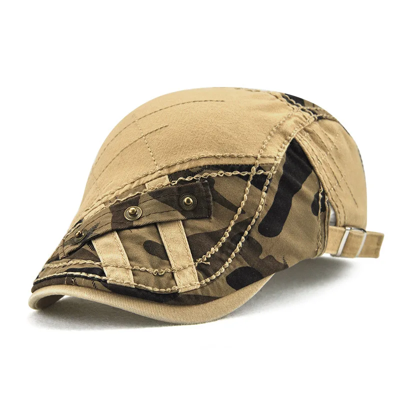 Регулируемая летняя камуфляжная хлопковая плоская плюшевая кепка мужская Ретро