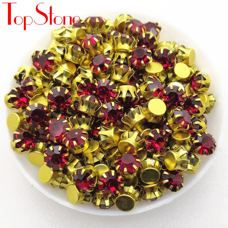 Круглые стеклянные чатоны с закрепкой в виде когтей подсолнуха разноцветные 140